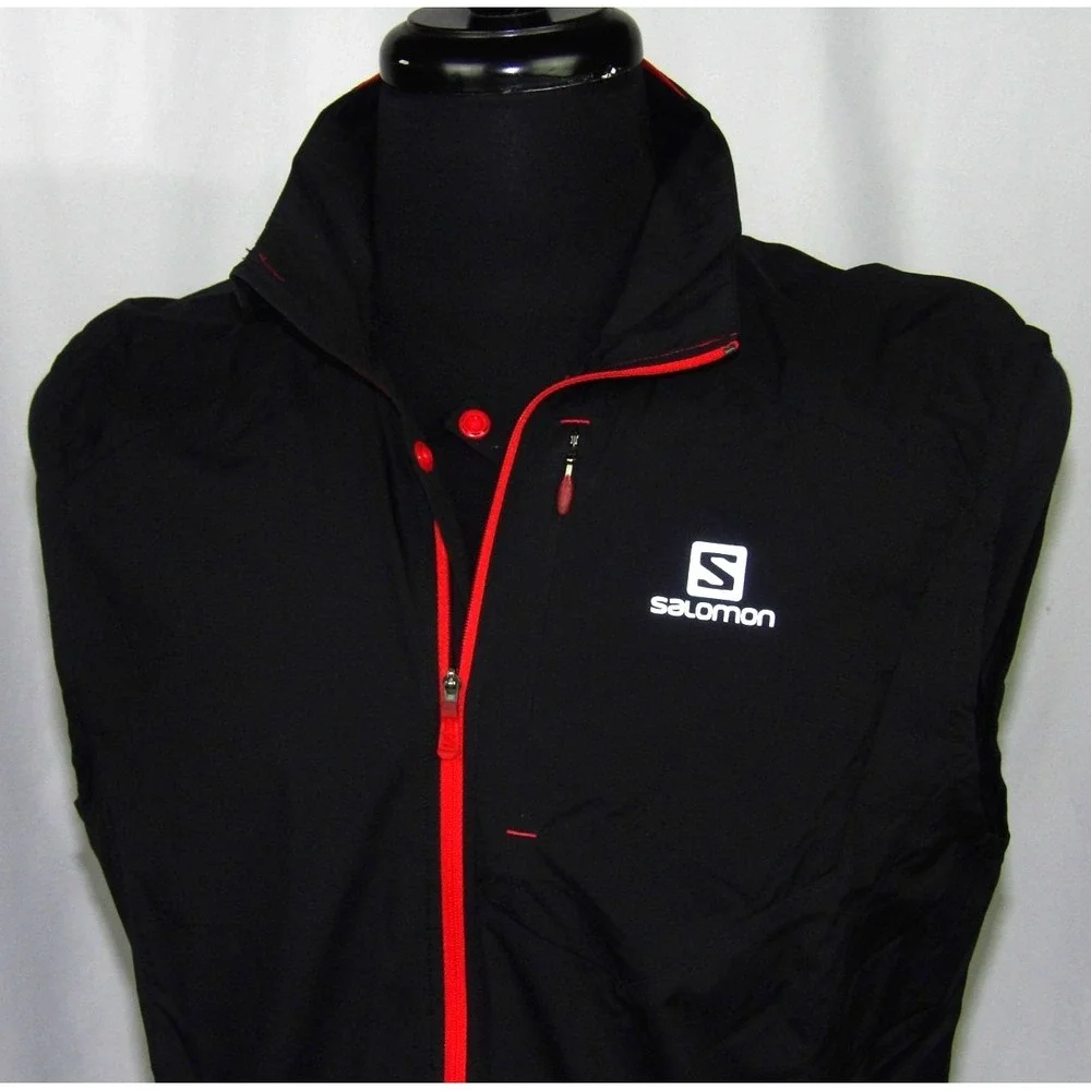 SALOMON‎ Clima WIND 100% Nylon Black Zip-Up Windbreaker Vest Jacket Men's Medium